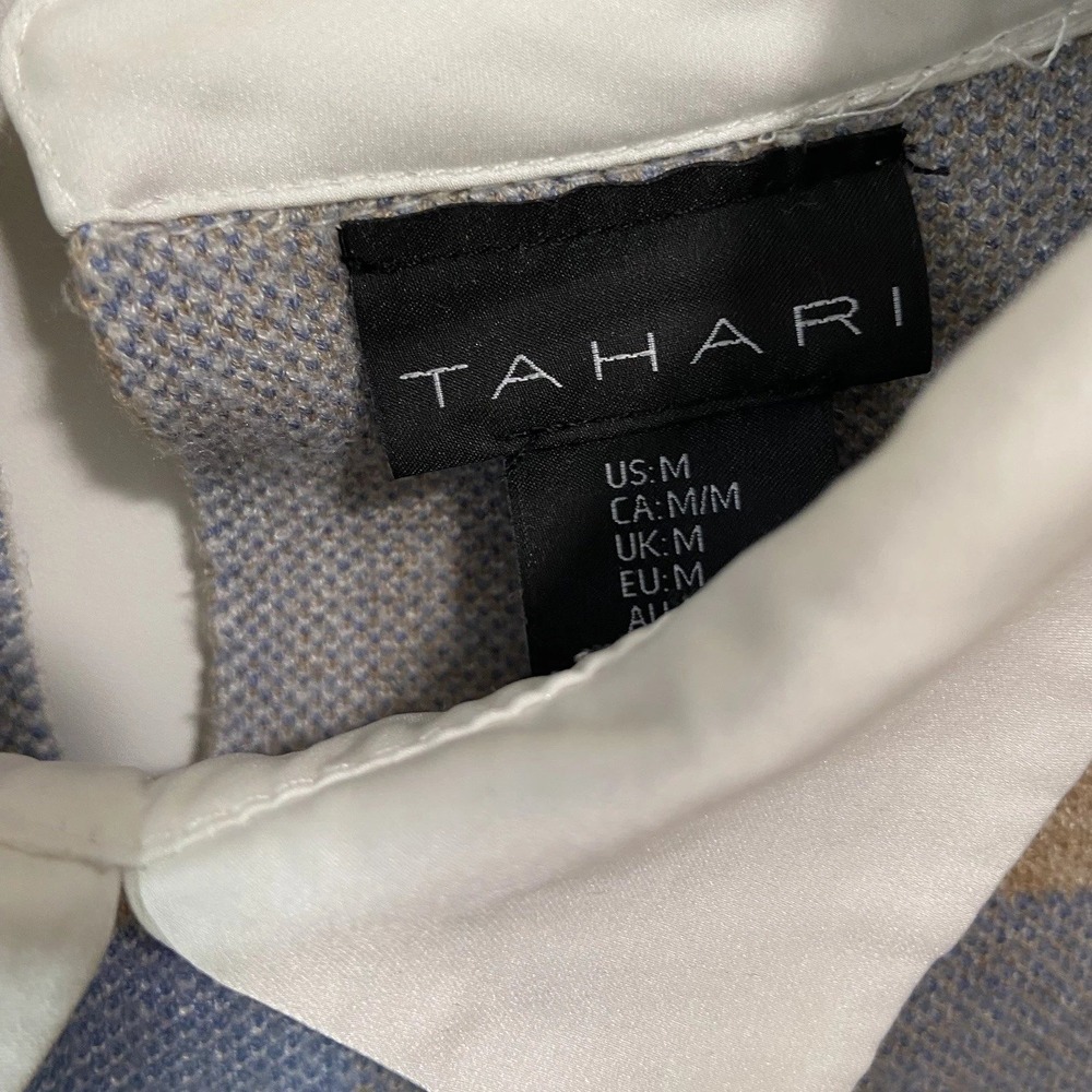 Tahari Plaid Sweater Blouse Layered Look Collared Preppy Academia Workwear M - Picture 6 of 6